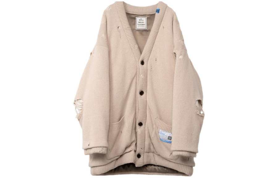 Maison Mihara Yasuhiro Knitwear Women's Light Umber V Neck Moderate Cardigan