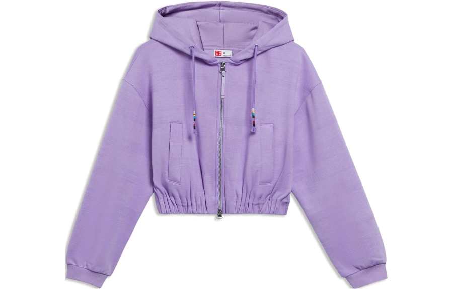 Li-Ning Li Ning Sweatshirts Women's Purple Hooded Moderate Cardigan