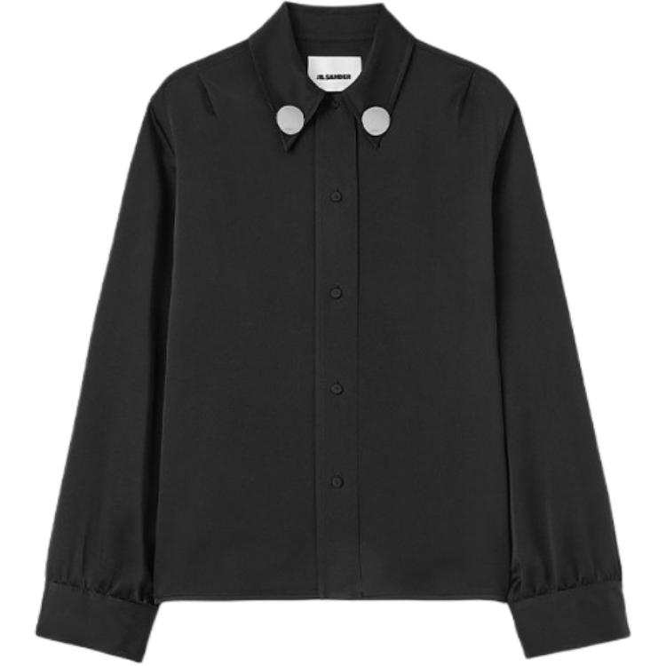 JIL SANDER Detachable Jewel Clip Detailed Satin Shirt
