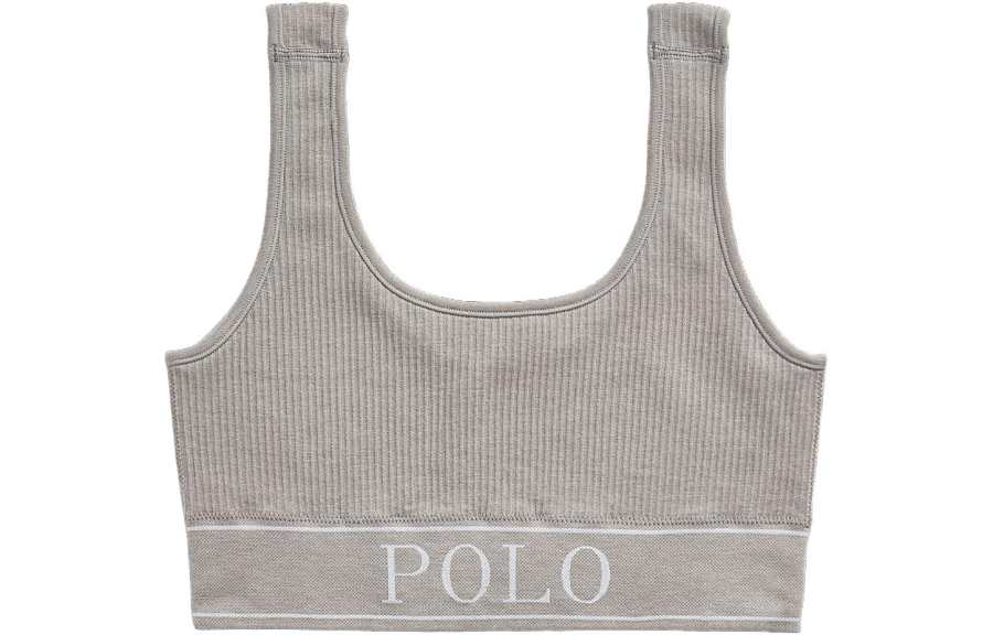Polo Ralph Lauren Strapless Tops Women's Gray Crew Neck Moderate Straight Fit