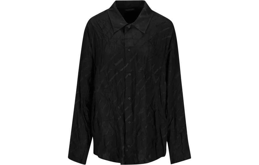 Balenciaga Allover Logo Printed Long-Sleeved Shirt