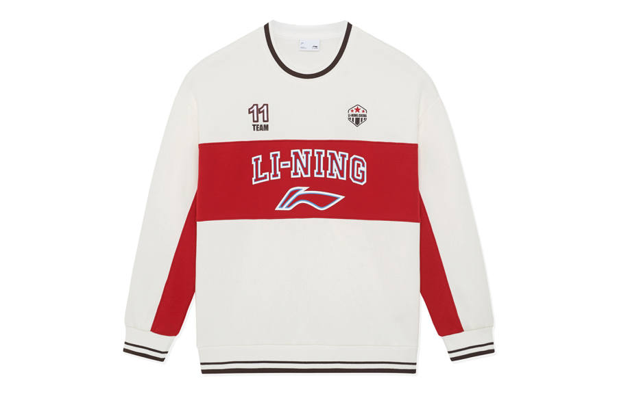 Li-Ning Li Ning Sports Life Collection Logo Multicolor Loose Fit Fleece Lined Crew Neck Long Sleeved Sweatshirt Winter Women's