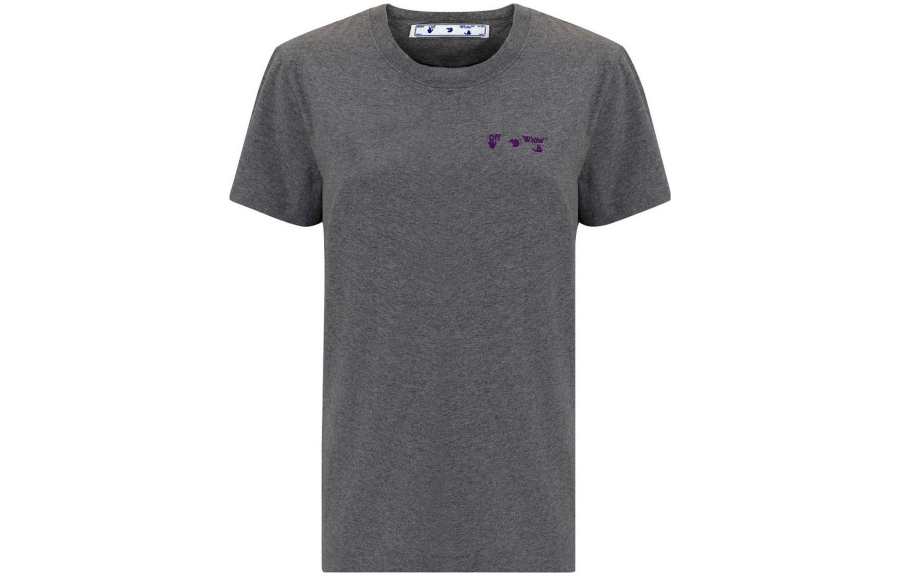 OFF-WHITE OFF WHITE T Shirts Women's Gray Crew Neck Moderate Other