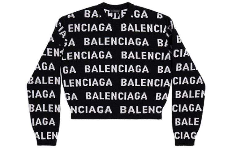 Balenciaga Logo Intarsia Knit Crewneck Jumper