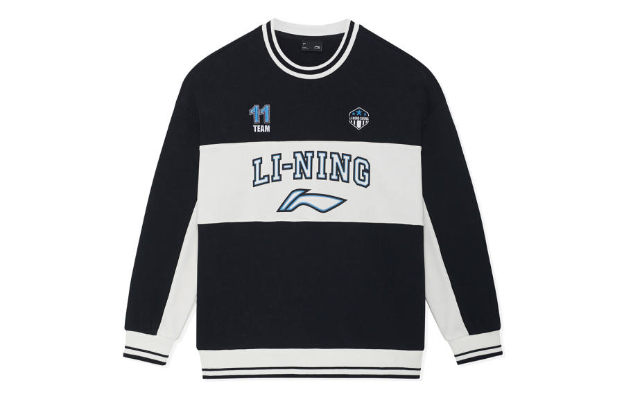 Li-Ning Li Ning Sports Life Collection Logo Multicolor Fleece Lined Long Sleeved Sweatshirt Women's Black