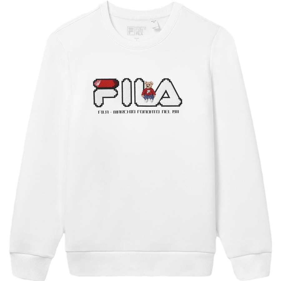 FILA Sweatshirts Women's White Crew Neck Moderate Regular