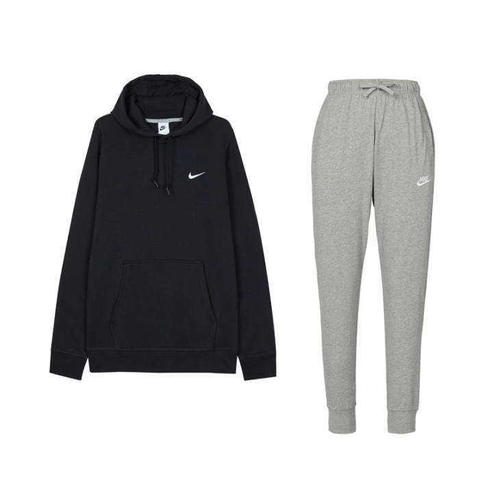 Nike Nike Sportswear Club Fleece Lined Hooded Pullover Long Sleeved Mid Rise Lace Up Pants Sweatshirt Set Men's