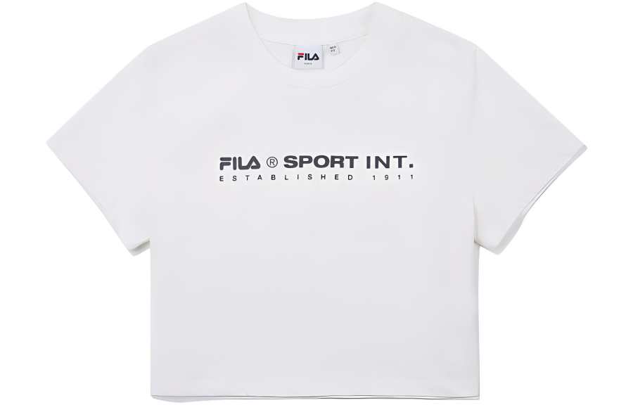 FILA T Shirts Women's White Crew Neck Moderate Straight Fit