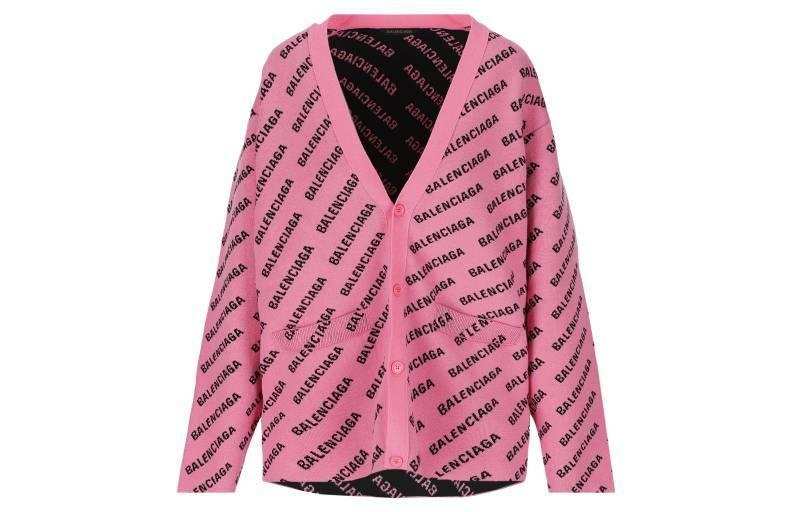 Balenciaga Logo Intarsia-Knit Cardigan