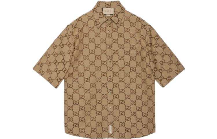 GUCCI Shirts Women's Camel Square Collar Moderate