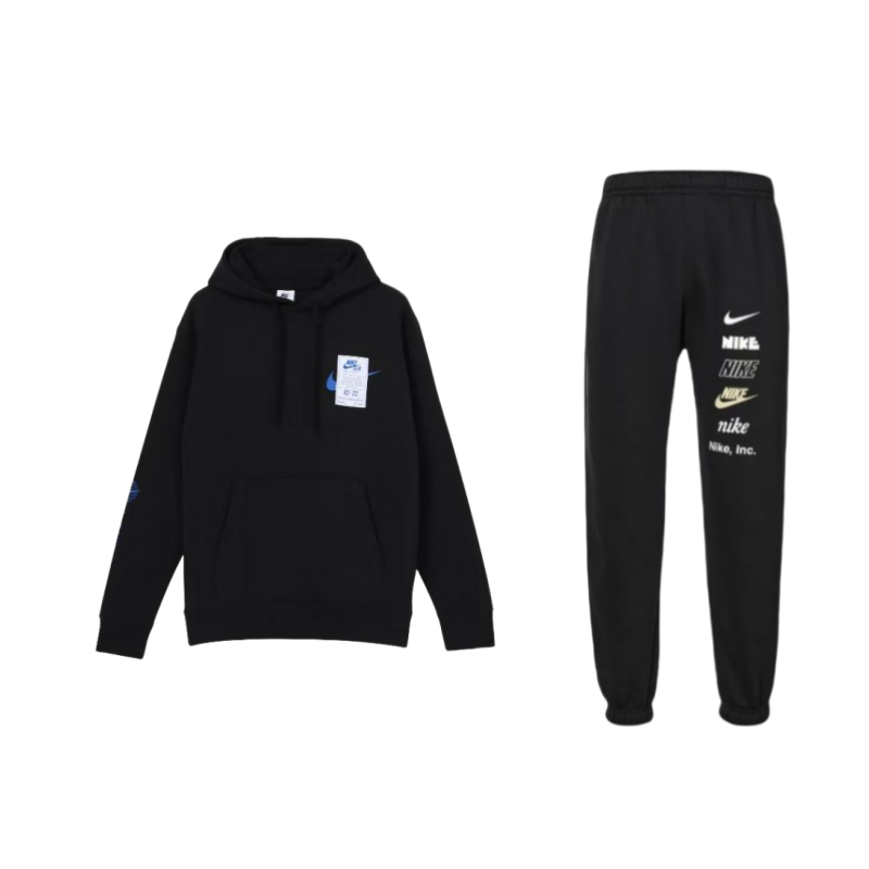 Nike Nike Solid Color Logo Print Hooded Long Sleeved Fleece Lined Thermal Casual Elastic Cuff Knitted Sweatpants