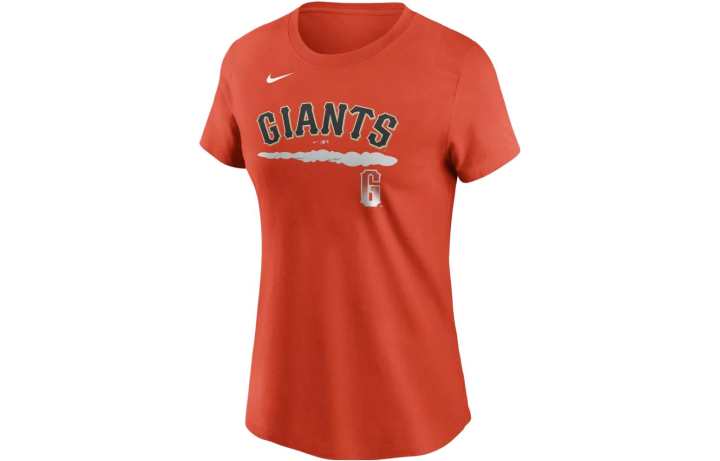 Nike Nike T Shirts Women's Orange Crew Neck Moderate Straight Fit