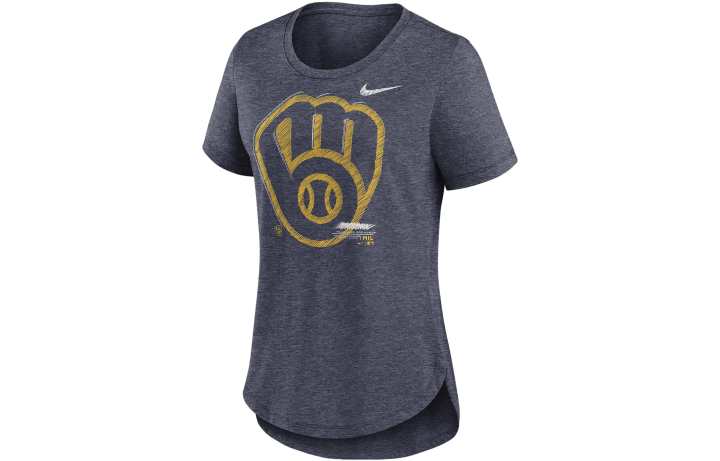 Nike Nike T Shirts Women's Marine Blue Crew Neck Moderate Straight Fit