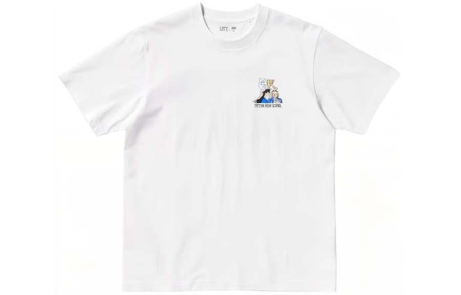 UNIQLO Detective Conan Co Branded T Shirts Unisex White Crew Neck Moderate Straight Fit