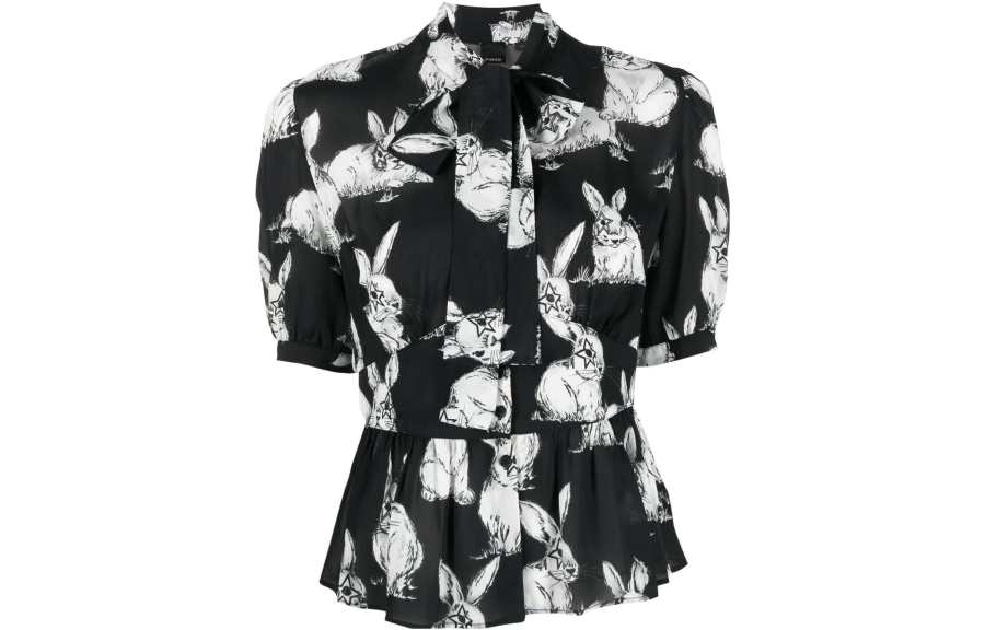 PINKO Shirts Women's Black Scarf Collar Moderate Other
