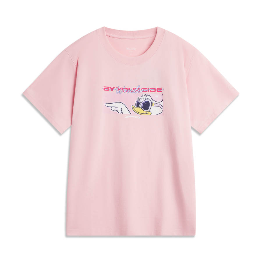 Li-Ning Li Ning x Disney T Shirt Women's New Coral Powder Daisy