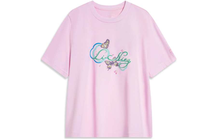 Li-Ning Li Ning China Culture Collection Drop Shoulder Sleeve T Shirt Women's Cherry Blossom Pink