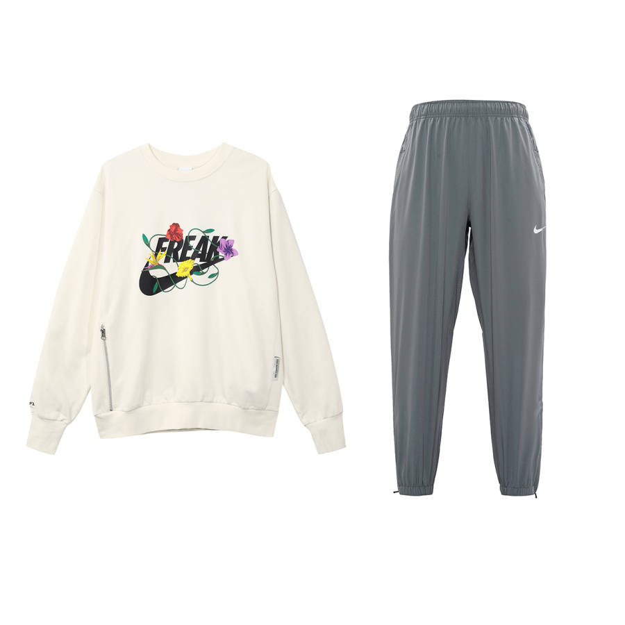 Nike Nike Casual Sportswear Men's Ecru/Gray Crew Neck Moderate