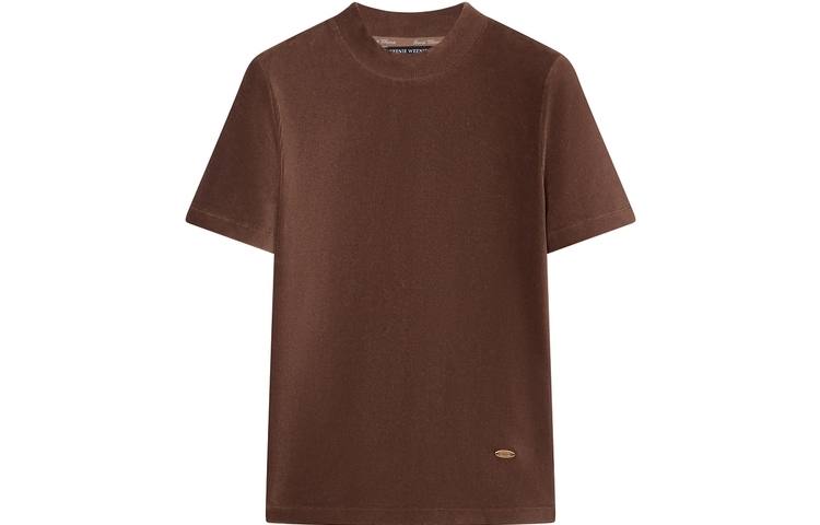 Teenie Weenie T Shirts Women's Brown Crew Neck Moderate Straight Fit