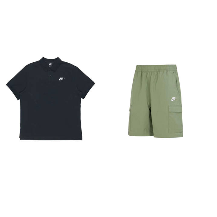 Nike Nike Casual Sportswear Men's Black/Green Polo Collar Moderate