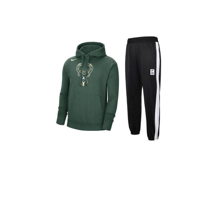 Nike Nike x NBA Patterned Print Pullover Hooded Top Fleece Lined Thermal Knitted Fabric Pants Sweatshirt Set Men's