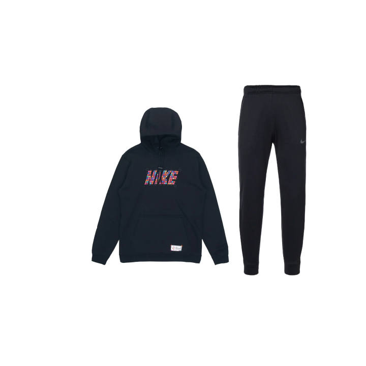 Nike Nike Hooded Casual Sports Comfortable Versatile Fleece Lined Top Elastic Mid Rise Elastic Cuff Pants Sweatshirt Set