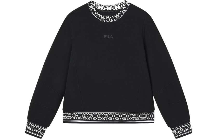 FILA Sweatshirts Women's Jet Black Crew Neck Moderate Regular