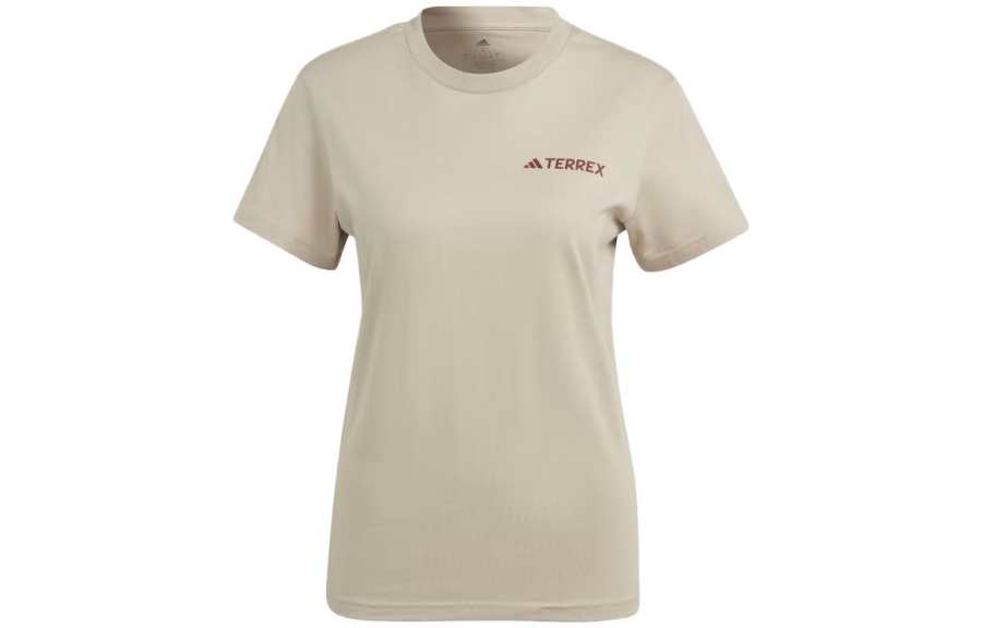 Adidas Adidas T Shirts Women's Beige Crew Neck Moderate Straight Fit
