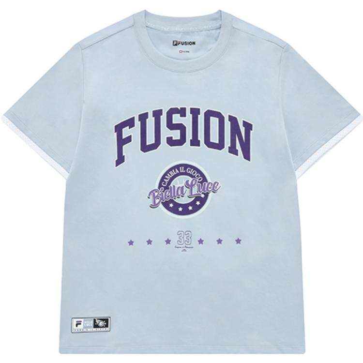 FILA FUSION Set in Sleeve T Shirt Women's Light White Blue