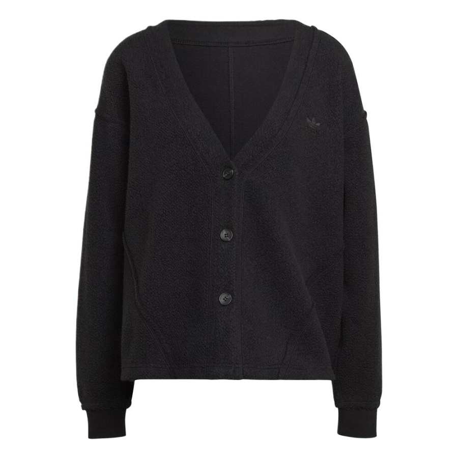 Adidas Adidas Knitwear Women's Black V Neck Moderate Cardigan