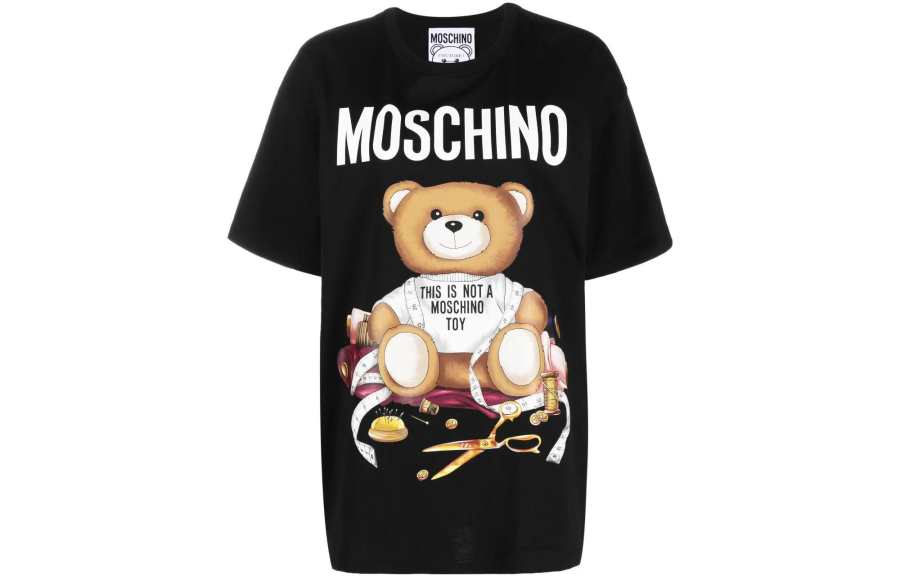 MOSCHINO T Shirts Women's Black Crew Neck Moderate Straight Fit