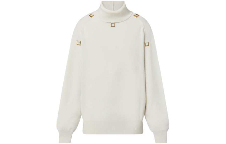 LOUIS VUITTON New Quarterly Products Of LV Cashmere Sweaters Women's White Turtleneck Moderate