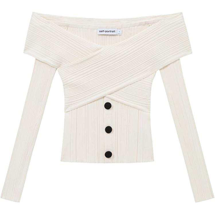 Self-portrait Self portrait Off Shoulder Knitted Top