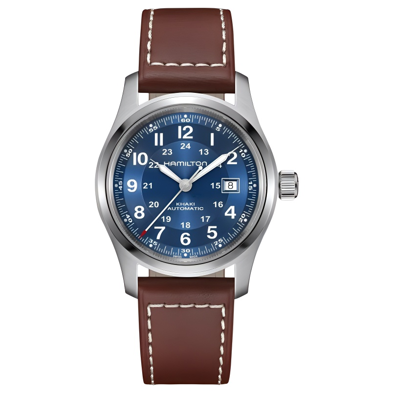 HAMILTON Khaki Field Series Red Hat Automatic Mechanical Movement Men's Watches Watch 42mm Blue Dial