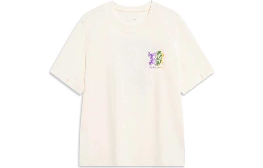 Li-Ning Li Ning Sports Trendy Collection Drop Shoulder Sleeve T Shirt Women's Ecru