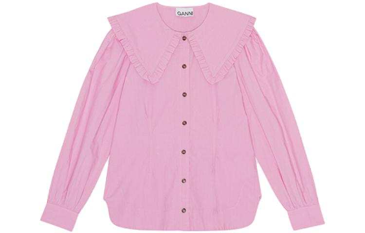 GANNI Shirts Women's Light Lavender Peter Pan Collar Moderate Other