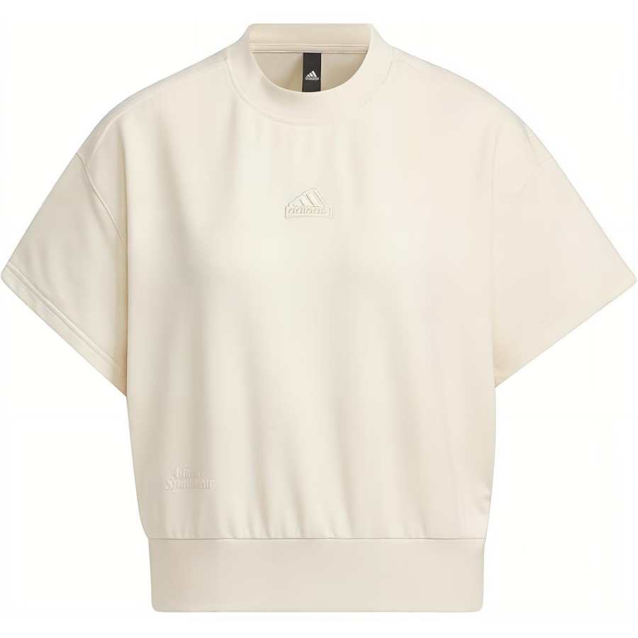 Adidas Adidas T Shirts Women's Ecru Crew Neck Moderate Straight Fit