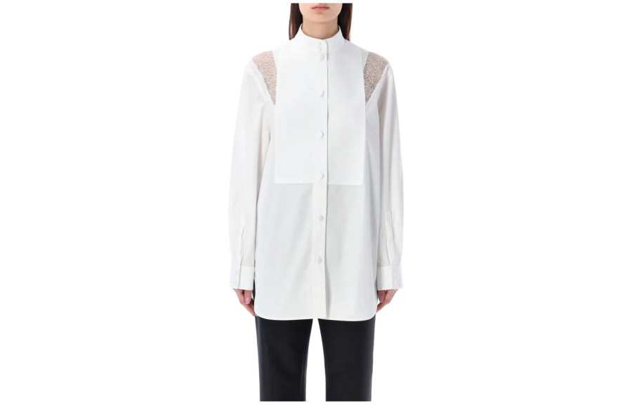 Burberry 【Previous Season】lace-trim cotton shirt