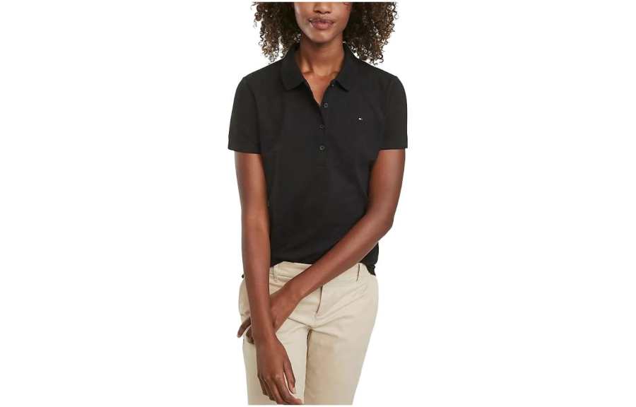 Tommy Hilfiger Regular Fit Essential Stretch Cotton Polo Shirt Women's Black