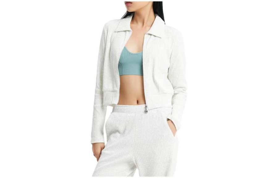 New Balance New Balance Knitwear Women's White Lapel Moderate Cardigan