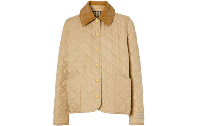 Burberry Jackets Women's Soft Yellow Brown Lapel Moderate Pilot