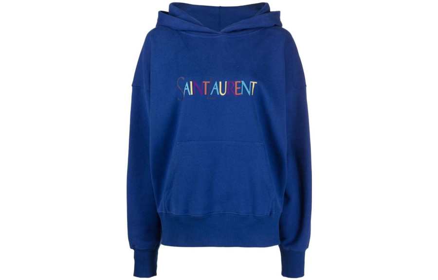 SAINT LAURENT Logo Embroidered Long Sleeved Hoodie
