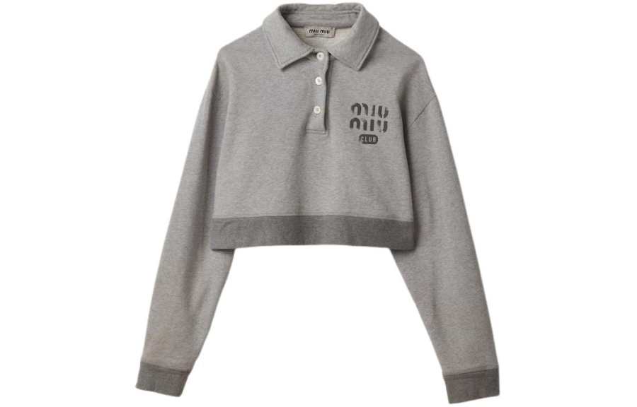 MIU MIU Logo-Printed Crewneck Cropped Sweatshirt