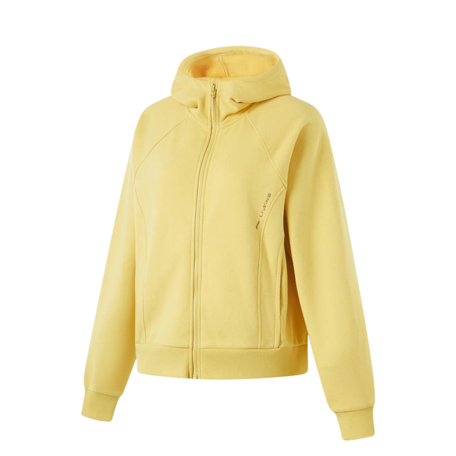 Li-Ning Li Ning Fitness Series Moisture Absorption Warming Fleece Lined Thermal Hooded Cardigan With Dopamine Long Sleeved