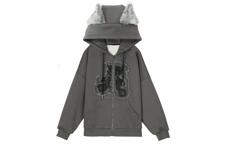 SNBL Sweatshirts Women's Gray Hooded Moderate Cardigan