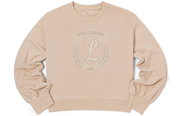 Lee Lee Sweatshirts Women's Beige Crew Neck Moderate Regular