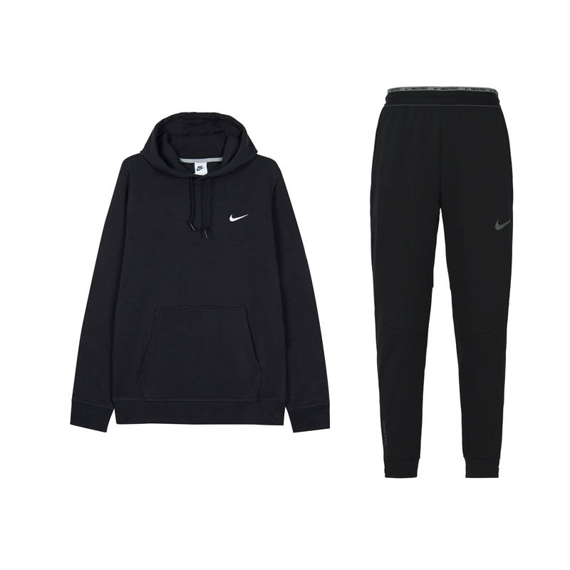 Nike Nike Hooded Fashion Comfortable Long Sleeved Top Fleece Lined Thermal Sports Knitted Fabric Elastic Cuff Pants