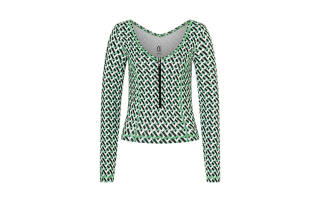BOGNER T Shirts Women's Green Shades Print V Neck Moderate Straight Fit