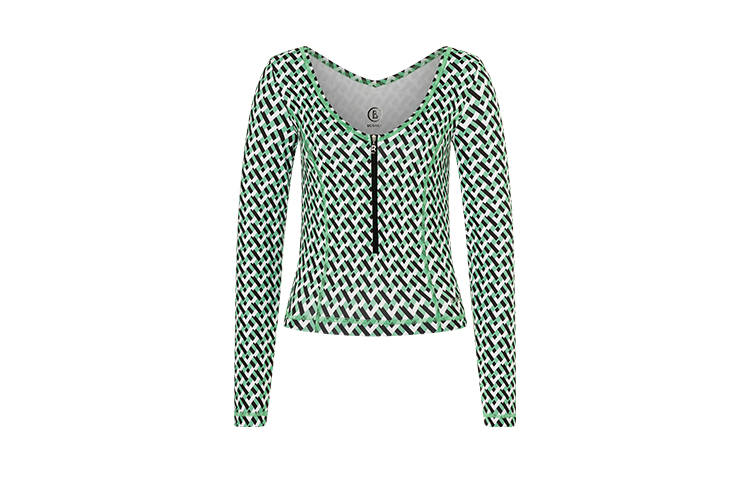 BOGNER T Shirts Women's Green Shades Print V Neck Moderate Straight Fit