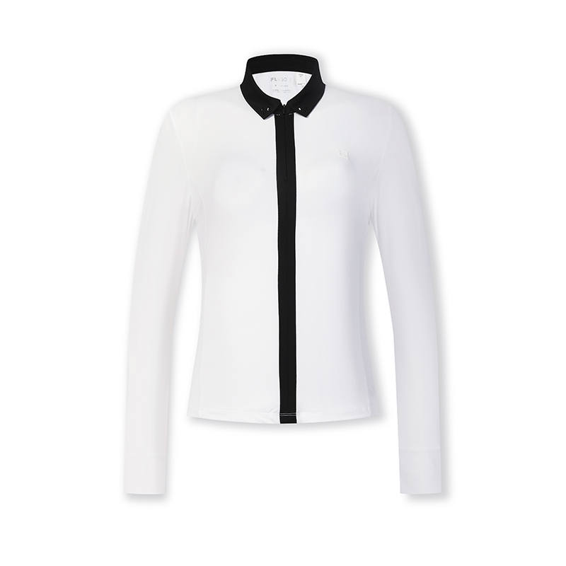 FILA T Shirts Women's Jade White Polo Collar Moderate Nipped In Waist